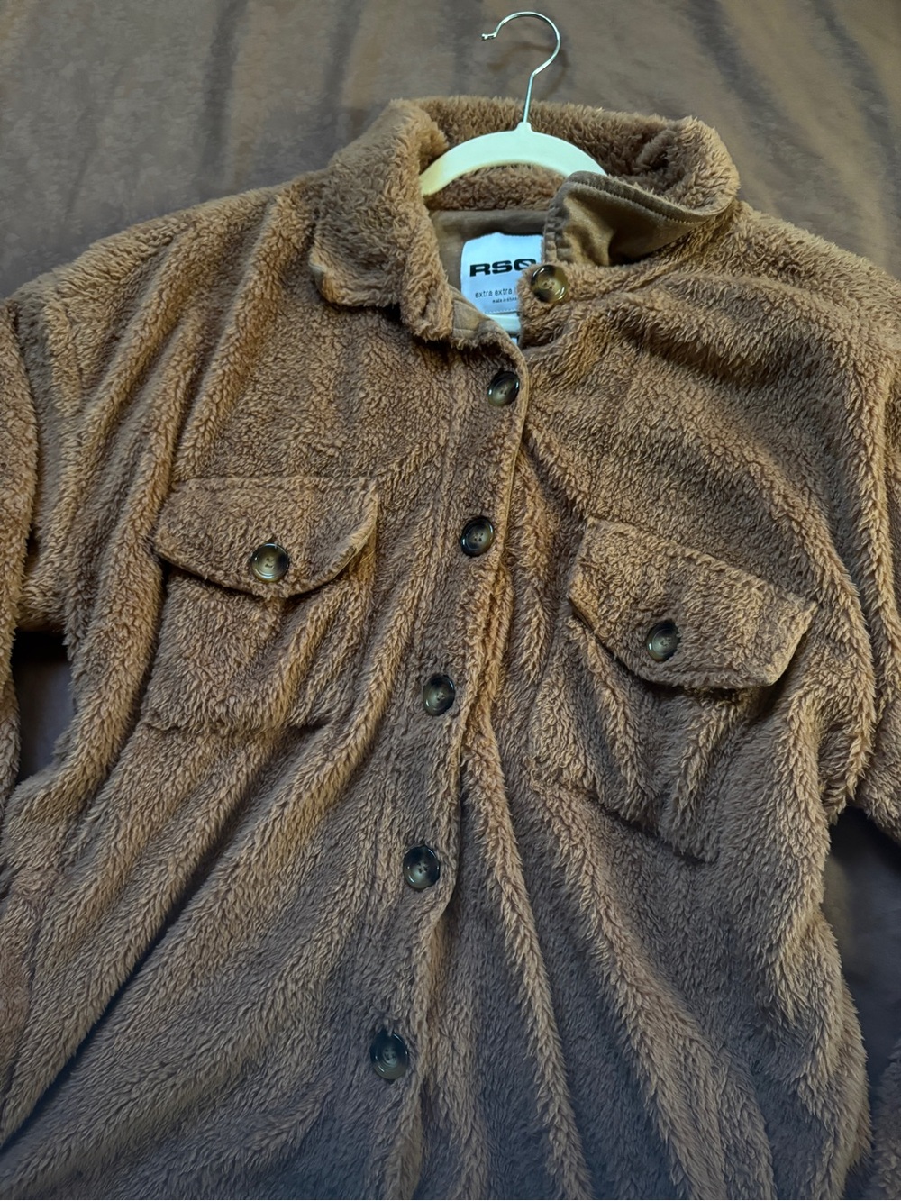 Tilly’s RSQ Taupe Brown Plush Sherpa Jacket